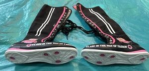 High Tops Combat Boots Black And Pink Women's Size 8 With Zipper & Laces New - Picture 1 of 8