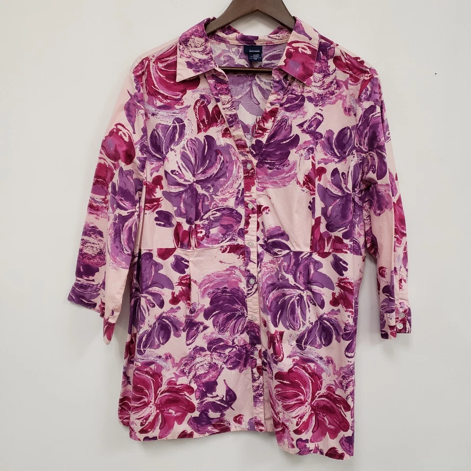 Babydoll con botones Basic Editions para mujer talla 3X floral primavera Bloomcore Foto 1 de 4