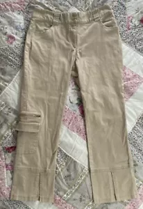 Together Beige Cotton/Spandex Slit-Ankle Denim Capri Cargo Pants: Size 8 - Picture 1 of 6