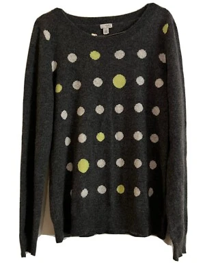Cashmere Womens Sweater, Medium Gray With Polka Dots - Image 1 of 2