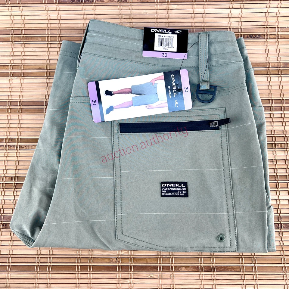 O'Neill Men's Hybrid Quick Drying Drawstring Crossover Shorts Green Size 30