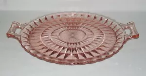 Jeannette Glass WINDSOR DIAMOND Pink Two-Handled Sandwich Tray - Picture 1 of 2