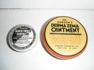 Lot Of 2 Vintage Ointment Tins DR.Hobson Black And White Partial product - Picture 1 of 3