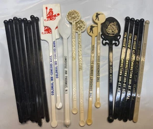 Vintage Lot Of 21 Drink Stir Swizzle Sticks Casino Club Hotel Inns Plain USA - Picture 1 of 5