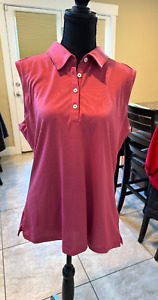 Ashworth Polo Golf Shirt Women's  Tank Top Sleeveless Sz XL Pink