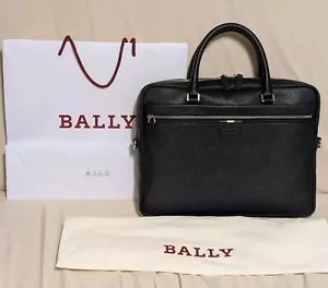 Bally Authentic Pauly Briefcase Bag Messenger Black Fits 14" Leather With bag - Picture 1 of 18