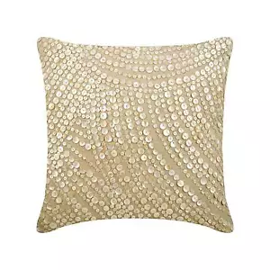 Decorative Throw Pillow Case Beige 16"x16", Square Cotton - Glazed Pearls - Picture 1 of 3