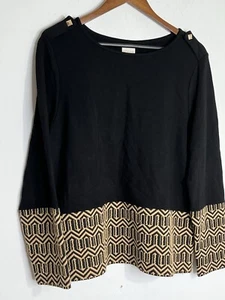 Camicetta top Chico's jacquard geometrica stampa art deco taglia 2 L (13 - Foto 1 di 10