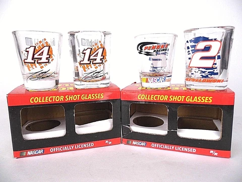 Nascar Officially Licensed Stewart 14 Keselowski 2 Collector Shot Glasses 2 Sets Cover