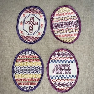 4 Easter Egg Embroidered Colorful Sew On Applique Patches 3”x4” - Picture 1 of 2
