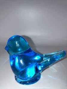 Vintage Signed RON RAY 1992 Glass Blue Bird of Happiness - Picture 1 of 8