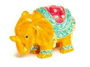 Elephant trinket box hand made by Keren Kopal & Austrian crystals Faberge - Picture 1 of 8