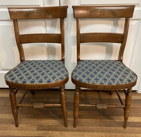 Pair Hitchcock Padded Chairs Hand Painted Quality Craftsmanship Cover