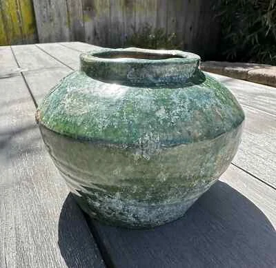 Precioso tarro antiguo chino, esmalte verde, dinastía Han (206 aC - 220 dC) Foto 1 de 4
