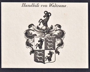 Hundbiss By Waltrams - Emblem Coat of Arms Heraldry Genealogy Copperplate 1820 - Picture 1 of 1