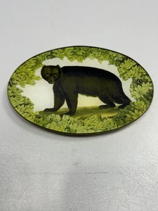 Bandeja de oso ovalada bajo vidrio Susann Haas Twigs Nature firmada hecha en EE. UU. - Imagen 1 de 7