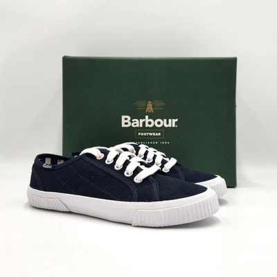 Barbour Women Navy Canvas Hailey Comfort Lace Up Low Top Sneakers Size US 6 - Image 1 of 4