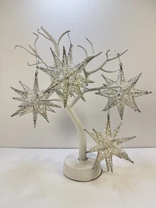 Sputnik geformtes Ornament - Silber Glitzer mit Aufhänger 5" Neu ohne Etikett Pier ein 4er Set - Bild 1 von 7