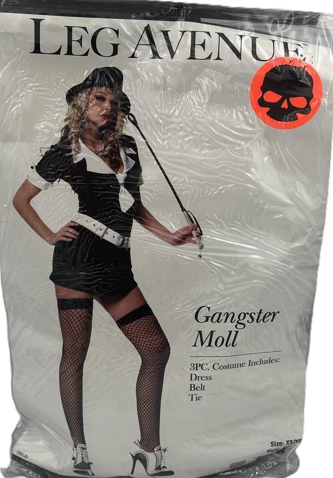 Gangster Moll Adult Women's Alluring 3 piece Costume - Black/White - XS - 0/2 - Image 1 of 1