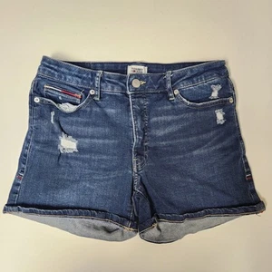 Tommy Hilfiger Mid Rise Shorts Women Size 4 W27  Blue Distressed Denim   - Picture 1 of 8