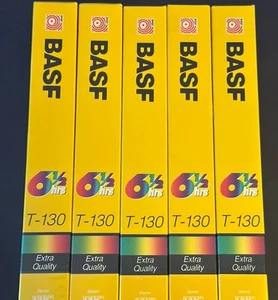 BASF Extra Quality T-130 VHS Video Tape 6-1/2 Hours Sealed Blank Lot of 5 - Picture 1 of 3