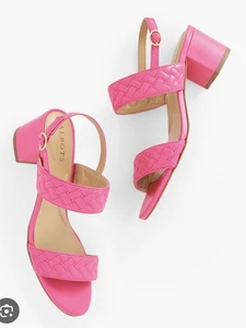Talbots Pink Geranium Mimi Quilted Leather Sandals Woman’s Size 7 NEW - Picture 1 of 9