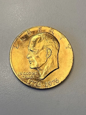 1776 - 1976 Bicentennial Gold Plated Eisenhower Dollar Coin - Image 1 of 2