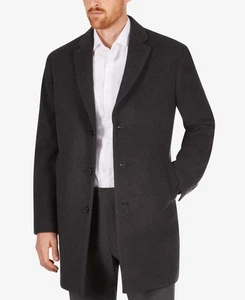 Calvin Klein Mens Slim fit Overcoat Coat 42 R Grey Solid - Picture 1 of 6