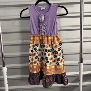 Momi Boutique Purple and Orange Halloween Themed Dress Size 8 years - Picture 1 of 5