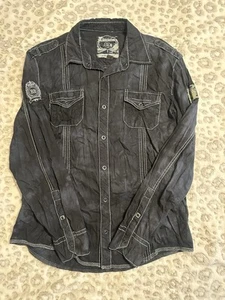 Buckle Black Label Long Sleeve Mens Button Down Black Sz L Snap Button T2 - Picture 1 of 8