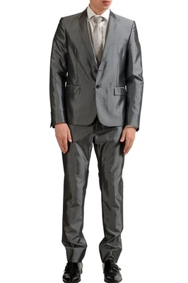 Traje Just Cavalli Hombre Lana Plateado Dos Botones US 38 IT 48 Foto 1 de 4