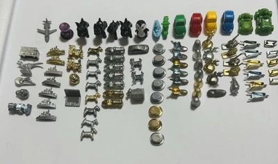 Big Lot Of 92 Monopoly Game Tokens / Movers - Gold Color, Silver Color & Plastic - Image 1 of 4