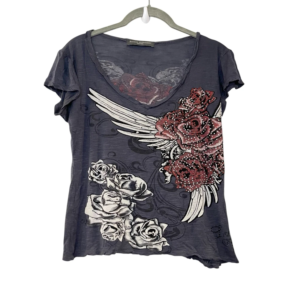 Camiseta Banana Expression Las Vegas Tatuaje Camiseta Estrás Tachonada Y2K Grunge XS Foto 1 de 4
