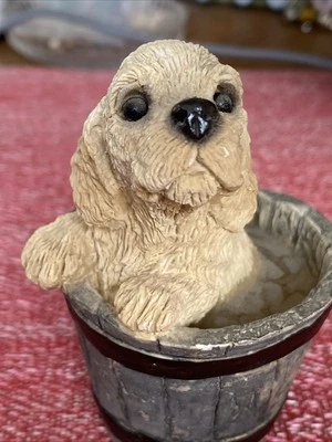 VTG Stone Critters Puppy In Tub Figurine Cocker Spaniel Dog - Image 1 of 4