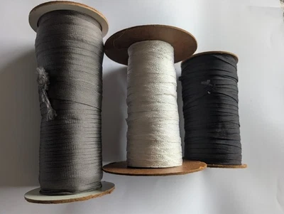 3 Rolls of VINTAGE polyester braid edging Grey/off white/Dark navy - Image 1 of 4