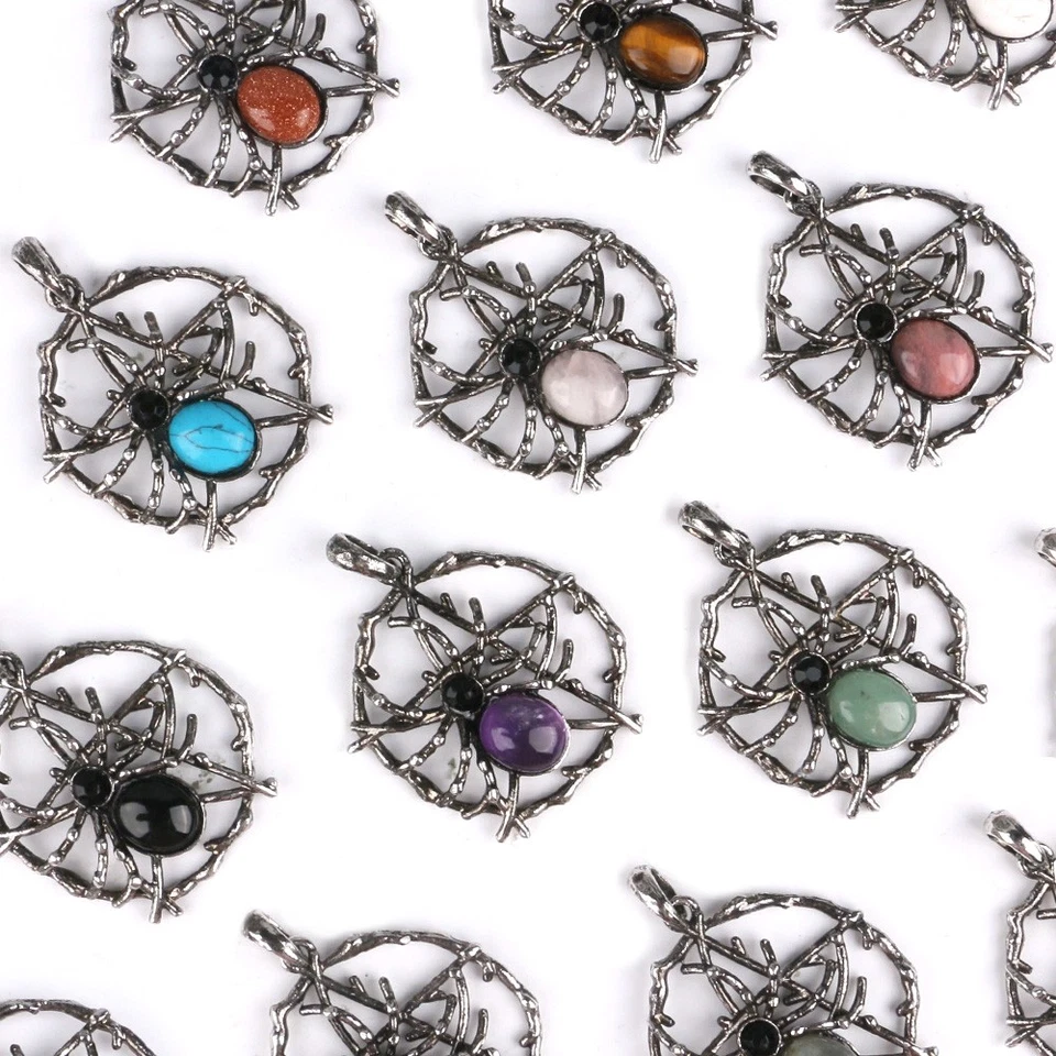 Драгоценные камни полые паутина сетка подвеска кристалл чакра овальная бусина энергия рейки - Изображение 1 из 4