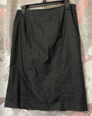 Saia Feminina Evan Picone Tamanho 4 Preta Mescla de Algodão-Midi - Imagem 1 de 4