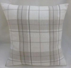 Cubierta de cojín de diseñador Laura Ashley HIGHLAND CHECK natural varios tamaños - Imagen 1 de 2