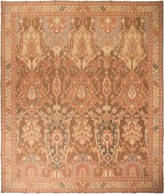  11x13 Vintage French Art Deco Rug Flat Woven Art Nouveau Rug 346cm x 401cm - Image 1 of 4