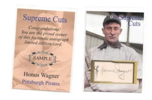 HONUS WAGNER SUPREME CUTS FACSIMILE AUTO "SAMPLE" (PIRATES) - Picture 1 of 1