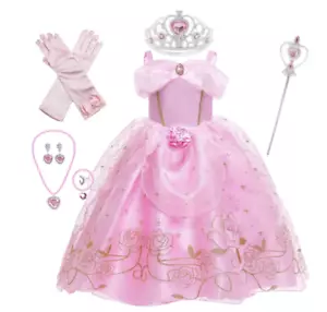 Disney Princess Aurora Sleeping Beauty Girls Costume Ball Gown 7Pce Accessories - Bild 1 von 5