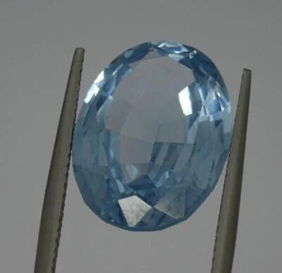 12.9CT Synthetic Light Blue Spinel Oval Cut Loose Gem,17.88mm x 12.92mm - Image 1 of 4