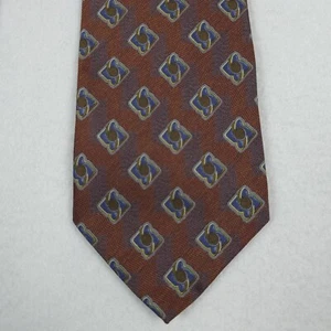 Ermenegildo Zegna Neck Tie Red Blue Abstract Textured 100% Silk Luxury - Imagen 1 de 8