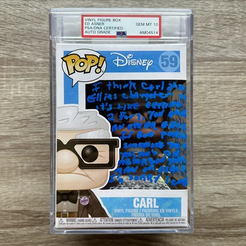 Ed Asner Autographed Carl Funko Pop #59 Disney Up! Huge Inscription PSA 10 JSA Cover