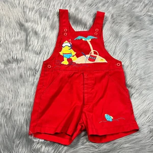Vintage Toddler Boys Red Beach Lifeguard Romper Shortalls - Picture 1 of 16