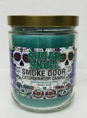 Exterminador de olores de humo tarro de 13 oz vela calavera de azúcar Foto 1 de 2