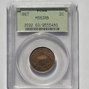 1867 2 cent piece Ms63RB - Picture 1 of 5
