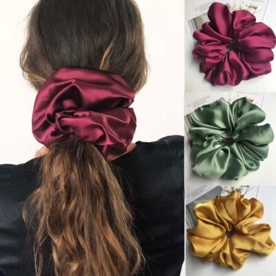 Super Large Sizes Smooth Satin Headdress Girls Hair Rope Scrunchies Hair Ring⊥ - Image 1 of 4