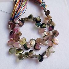 38 Ct Natural Smooth Watermelon Bi Color Tourmaline Slice 8 Inch Strand Necklace
