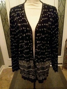 Unbranded Women's L Cardigan Button Front Black/ Beige Long Sleeve - Picture 1 of 7